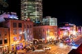 Street scene from famous lower Broadway in Nashville Tennessee viewed at night