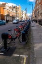 A street scene in London Boris bikes