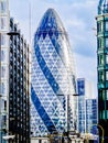 Street scene in London city 30 St Mary Axe building Royalty Free Stock Photo