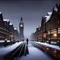 Street scene of London city in in Victorian time. Royalty Free Stock Photo