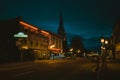 Street scene at night, Shawinigan, Quebec, Canada Royalty Free Stock Photo