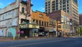 Street scene with old Civic Theater in Akron, Ohio Royalty Free Stock Photo