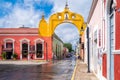 Street scene with old colonial architecture in the mexican city of Merida Royalty Free Stock Photo