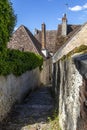 Street scene with old houses in the medieval town of Provins Royalty Free Stock Photo