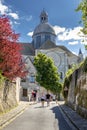 Street scene with old houses in the medieval town of Provins Royalty Free Stock Photo