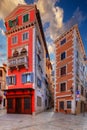 Street scene in old mediterranean town of Rovinj, Croatia Royalty Free Stock Photo