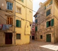 Street scene in old mediterranean town of Rovinj, Croatia Royalty Free Stock Photo