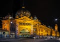 street scene outside flinders street station in central melbourne australia Royalty Free Stock Photo