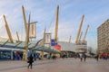 Street scene outside the O2 dome in Greenwich.