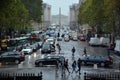 Street scene of Paris with Eglise de la Madeleine.