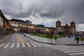 Street Scene plaza in Cusco Peru Royalty Free Stock Photo