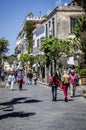 Street scene with shops in Ischia Italy