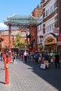 Street scene on a sunny day at Chinatown in London