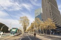 Street scene view,Diagonal avenue,Poble nou quarter,modern architecture,Barcelona. Royalty Free Stock Photo