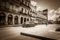 Street scenery on the main street with drive American vintage cars in Havana Cuba - Retro Serie