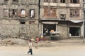 Daily street scenes from old Srinagar with people, children or animals without owners. India Royalty Free Stock Photo