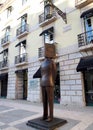 Street sculpture, homage to Fernando Pessoa, early 20th-century Portuguese poet, Lisbon, Portugal