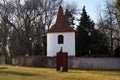 Street sculpture and an old chapel, Pisek, Czechia