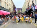 Street seating on Old Compton Street, Soho, London