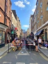 Street seating in Soho, London during pandemic July 2020