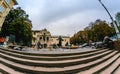 Street secondhand book market above monument printing pioneer Ivan Fedorov