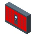 Street self-service parcel delivery locker icon isometric vector