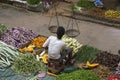 Street sellers in market sell fresh fruits and vegetables. Sri Lanka Royalty Free Stock Photo