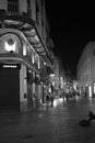 Old Town, Seville, Spain at night in Monochrome