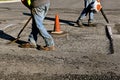 Street sewer cover re[air project Royalty Free Stock Photo