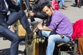 Street shoe cleaners in the city of Istanbul in Turkey