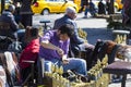 Street shoe cleaners in the city of Istanbul in Turkey