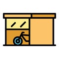 Street shop bicycle icon vector flat Royalty Free Stock Photo