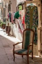 Street with a shop and laundry Royalty Free Stock Photo