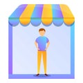 Street shop purchasing manager icon, cartoon style