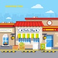 Street Shops Flat Design Concept