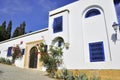 Street of Sidi Bou Said with blue windows Royalty Free Stock Photo