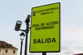 Street sign attached to a lamp post in a public area, Gijon, Asturias, Spain Royalty Free Stock Photo