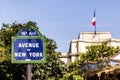 Street sign avenue de new York in Paris, France