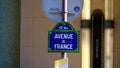 Street sign Avenue of France in Paris - CITY OF PARIS, FRANCE - SEPTEMBER 04, 2023