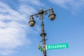 Street sign Broadway at vintage lantern post Royalty Free Stock Photo