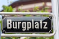 Street sign of Burgplatz in Dusseldorf Royalty Free Stock Photo