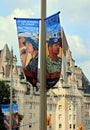 Street sign of canadians Blue beret of NATO