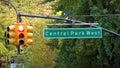 Street sign Central Park West USA cityscapes