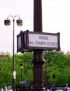 Street sign of Champs Elysees boulevard in Paris city Royalty Free Stock Photo