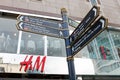 Street sign in city center in shopping area, Bullring, Birmingham, UK, 16. october 2010 Royalty Free Stock Photo