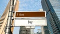 Street Sign to Buy versus Rent