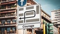 Street Sign to Courage Royalty Free Stock Photo