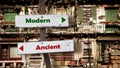 Street Sign to Modern versus Ancient