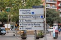 Street Sign displaying some Main Roads in Barcelona, Spain