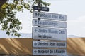 Street Sign displaying some Main Roads in Barcelona, Spain